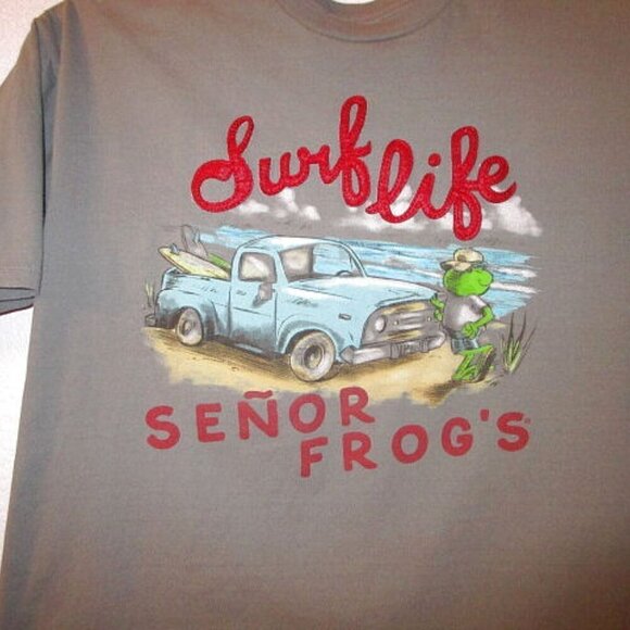 Señor Frogs SURF LIFE Graphic Size L T-SHIRT Mazatlan Mexico PARTY Bar BEACH - Picture 2 of 12